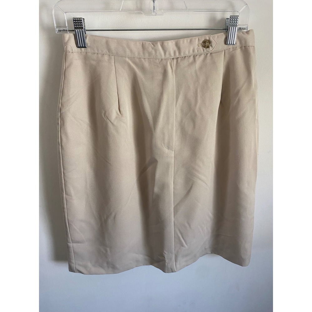 Diane Richard Tan Twill Pencil Skirt Side Button Lined Career Wear Size 6/8